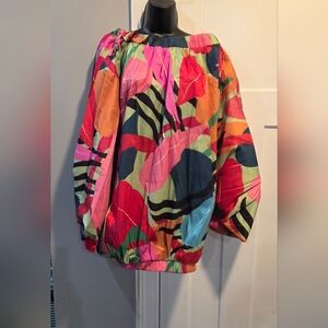 Vibrant Multicolor Off-Shoulder Balloon Sleeve Top
